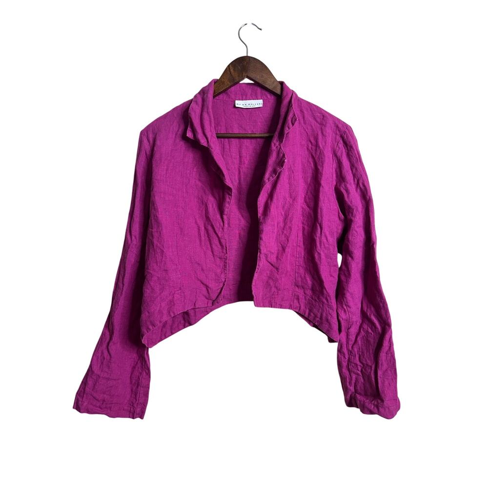 Bryn Walker 100% Linen Cropped Open Front Flare Sleeve Jacket size S